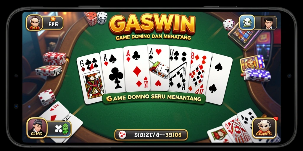 Tampilan gameplay seru dari GASWIN, bermain domino dengan teman.